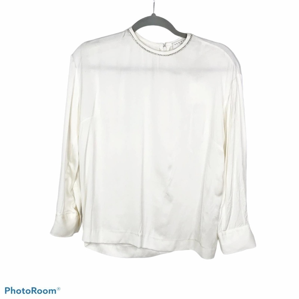 Sandro H18Camille ecru white embellished top - Picture 4 of 14